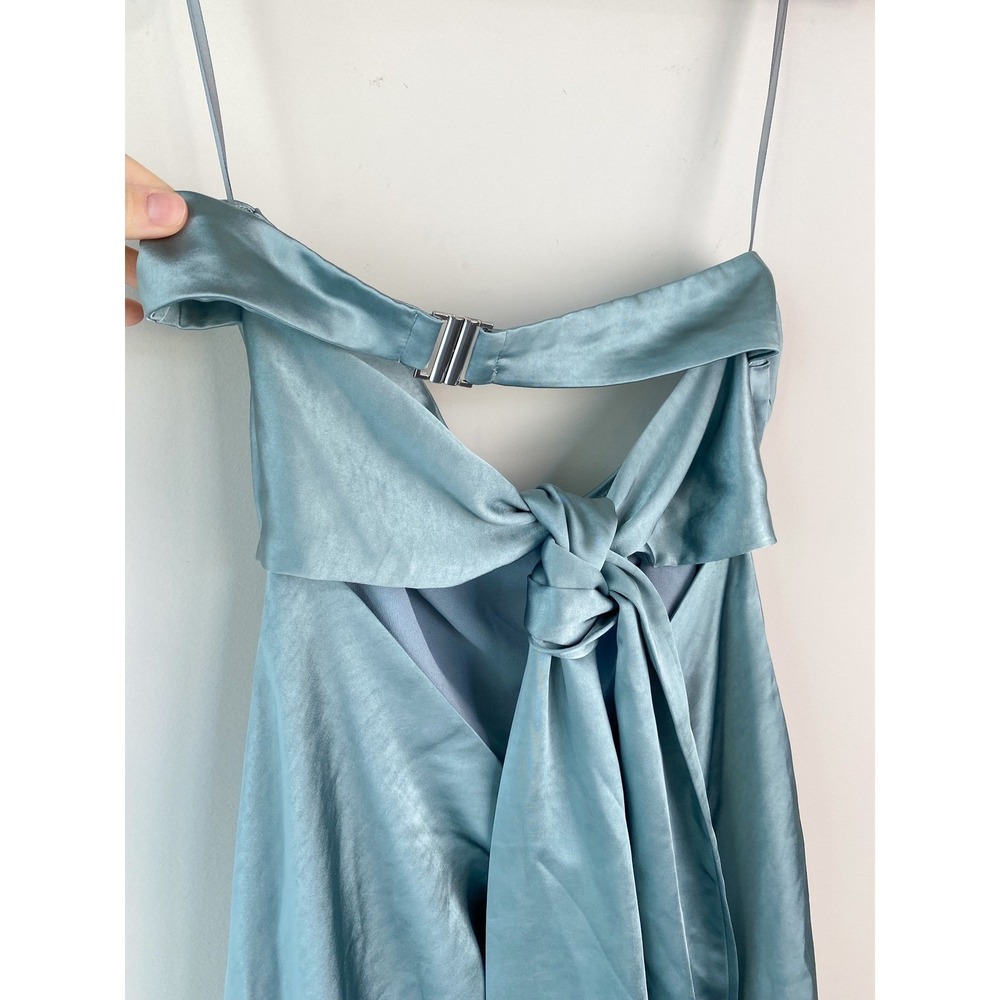 NWT Free People X Third Form Satin Tie Back Strapless Midi Dress 6 Blue Wave - Picture 7 of 13